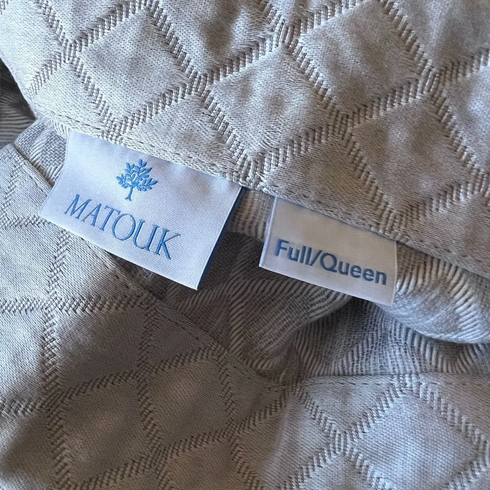 MATOUK NADIA COTTON MATELASSE COVERLET FULL/QUEEN SILVER NWT